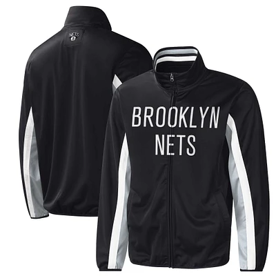 Men's G-III Sports by Carl Banks Black Brooklyn Nets Contender Wordmark Full-Zip Track Jacket