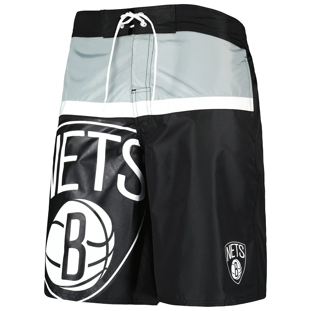 Men's G-III Sports by Carl Banks Black Brooklyn Nets Sea Wind Swim Trunks