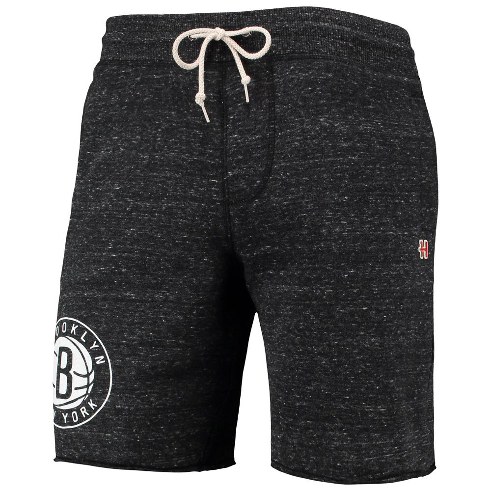 Men's Homage Charcoal Brooklyn Nets Primary Logo Tri-Blend Sweat Shorts