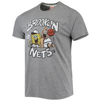 Men's Homage Heathered Gray Brooklyn Nets NBA x Spongebob Collab Tri-Blend T-Shirt