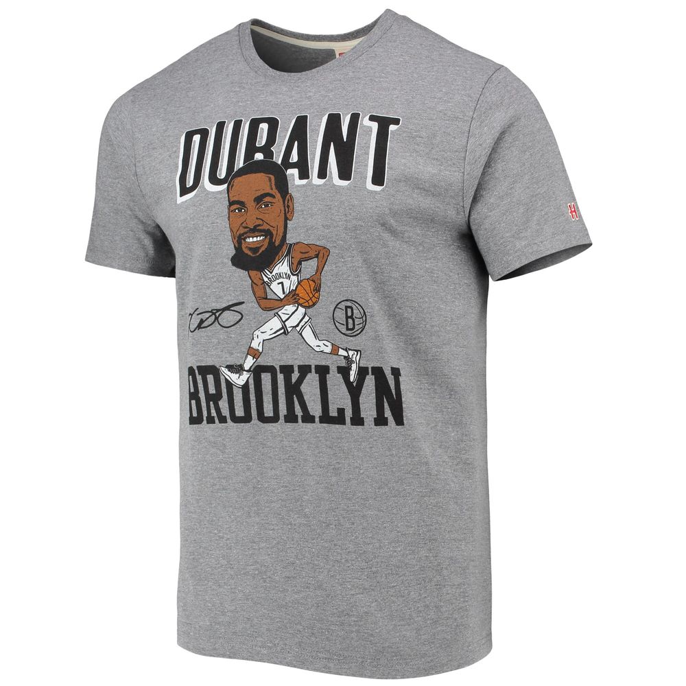 Men's Homage Kevin Durant Gray Brooklyn Nets Caricature Tri-Blend T-Shirt