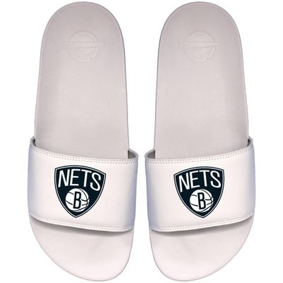 Men's ISlide White Brooklyn Nets Primary Motto Slide Sandals