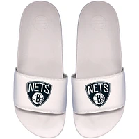 Men's ISlide White Brooklyn Nets Primary Motto Slide Sandals