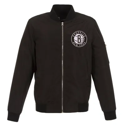 Brooklyn Nets JH Design Lightweight Nylon Full-Zip Bomber Jacket