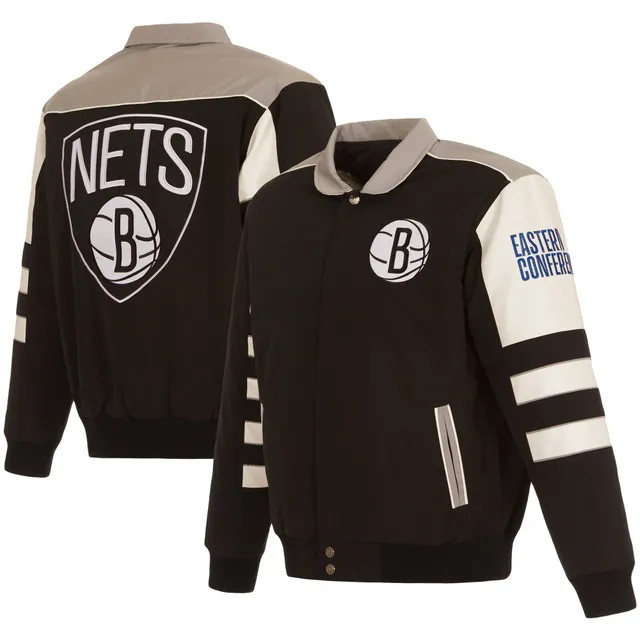 Youth Brooklyn Nets JH Design Silver Satin Jacket