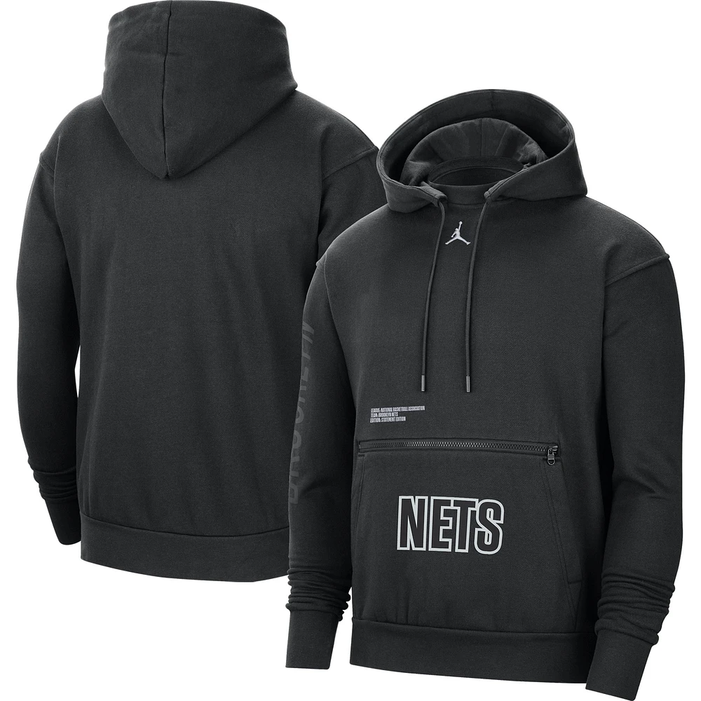 Men's Jordan Brand Black Brooklyn Nets Courtside Statement Edition Pullover Hoodie