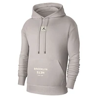 Men's Jordan Brand Heather Gray Brooklyn Nets Courtside Statement Edition Pullover Hoodie