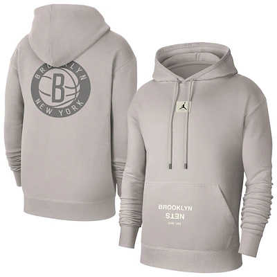 Men's Jordan Brand Heather Gray Brooklyn Nets Courtside Statement Edition Pullover Hoodie