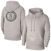 Sweat à capuche Jordan Brand Heather Grey Brooklyn Nets Courtside Statement Edition pour homme