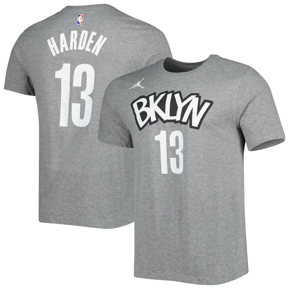 Men's Jordan Brand James Harden Heathered Gray Brooklyn Nets Statement Edition Name & Number T-Shirt