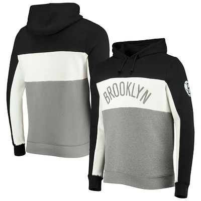 Pull à capuche en molleton blocs de couleurs Brooklyn Nets pour hommes, noir/blanc