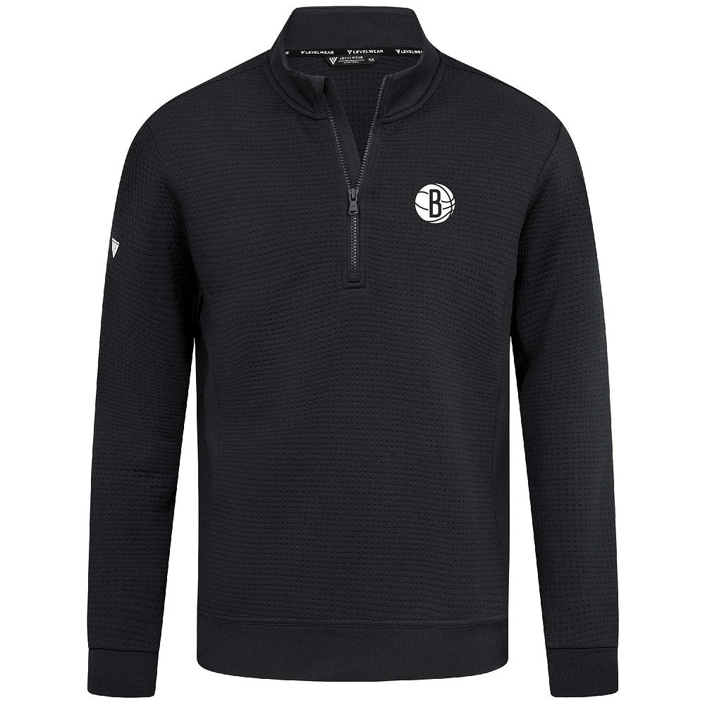 Men's Levelwear  Black Brooklyn Nets Accolade Cushion Quarter-Zip Pullover