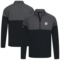 Men's Levelwear Black Brooklyn Nets Classic Stripes Quarter-Zip Top