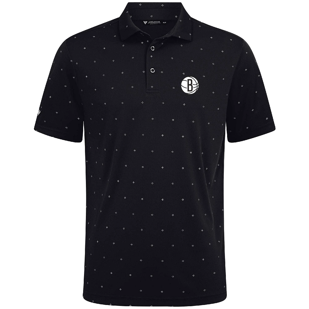 Men's Levelwear Black Brooklyn Nets Vision Polo