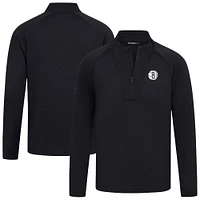 Men's Levelwear Black Brooklyn Nets Volley Quarter-Zip Top