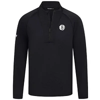 Men's Levelwear Black Brooklyn Nets Volley Quarter-Zip Top