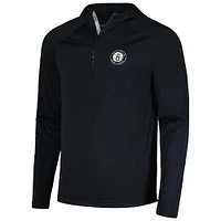 Men's Levelwear  Black Brooklyn Nets Zander Hoodie Raglan Quarter-Zip Top