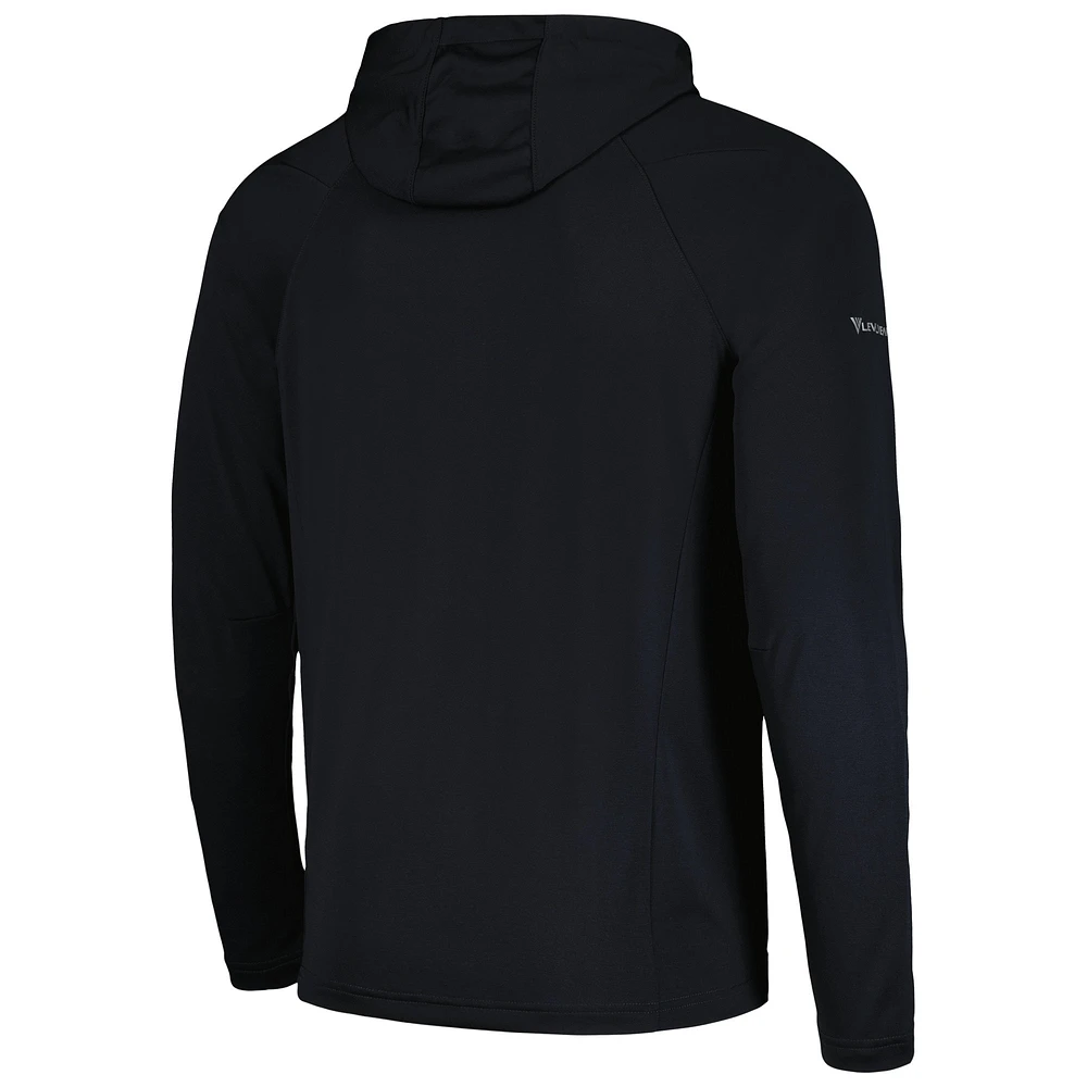 Levelwear pour hommes Noir Brooklyn Nets Zander Sweat à capuche Raglan Quarter-Zip Top