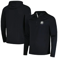 Levelwear pour hommes Noir Brooklyn Nets Zander Sweat à capuche Raglan Quarter-Zip Top