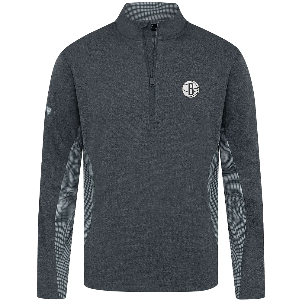 Men's Levelwear Heather Black Brooklyn Nets Waffle Insignia 2.0 Quarter-Zip Top