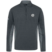 Men's Levelwear Heather Black Brooklyn Nets Waffle Insignia 2.0 Quarter-Zip Top