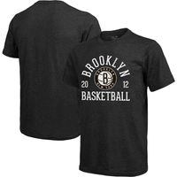 Men's Majestic Threads Heathered Black Brooklyn Nets Ball Hog Tri-Blend T-Shirt