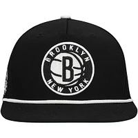 Men's Mitchell & Ness Black Brooklyn Nets Roper Trucker Snapback Hat