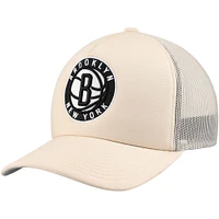 Men's Mitchell & Ness Cream Brooklyn Nets Trucker Adjustable Hat