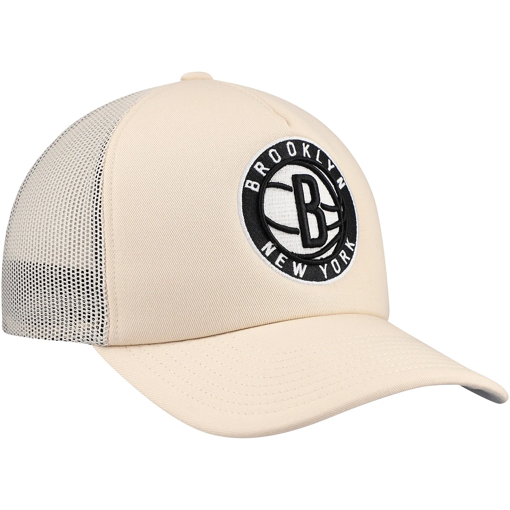 Men's Mitchell & Ness Cream Brooklyn Nets Trucker Adjustable Hat