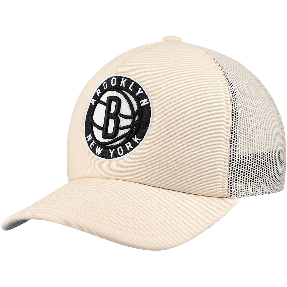 Men's Mitchell & Ness Cream Brooklyn Nets Trucker Adjustable Hat