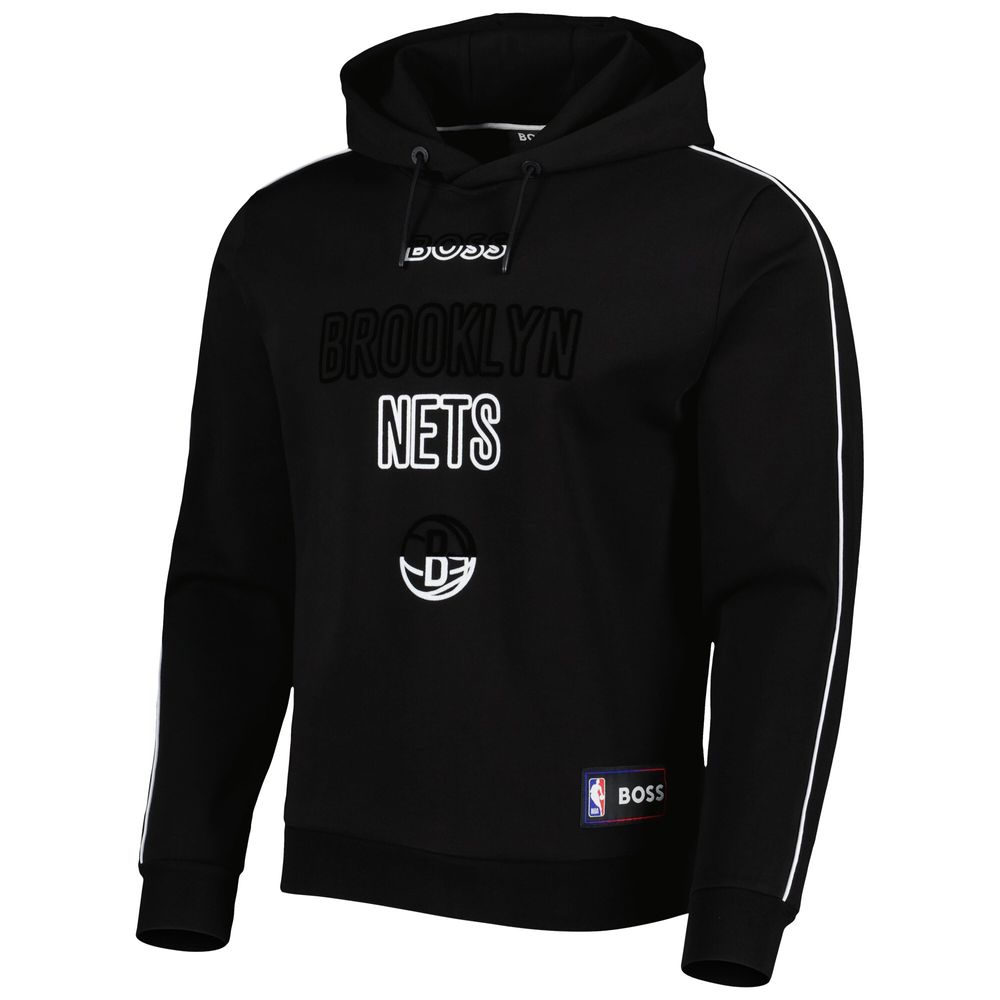 Men's NBA x Hugo Boss Black Brooklyn Nets Team Bounce Tri-Blend Pullover Hoodie