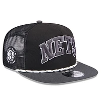 Casquette Snapback Brooklyn Nets Throwback Team Arch Golfer New Era pour hommes, noir/charbon