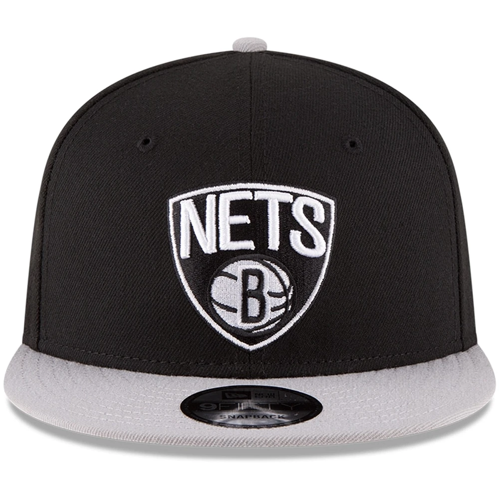 Men's New Era Black/Gray Brooklyn Nets 2-Tone 9FIFTY Adjustable Snapback Hat