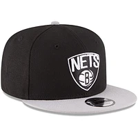 Men's New Era Black/Gray Brooklyn Nets 2-Tone 9FIFTY Adjustable Snapback Hat