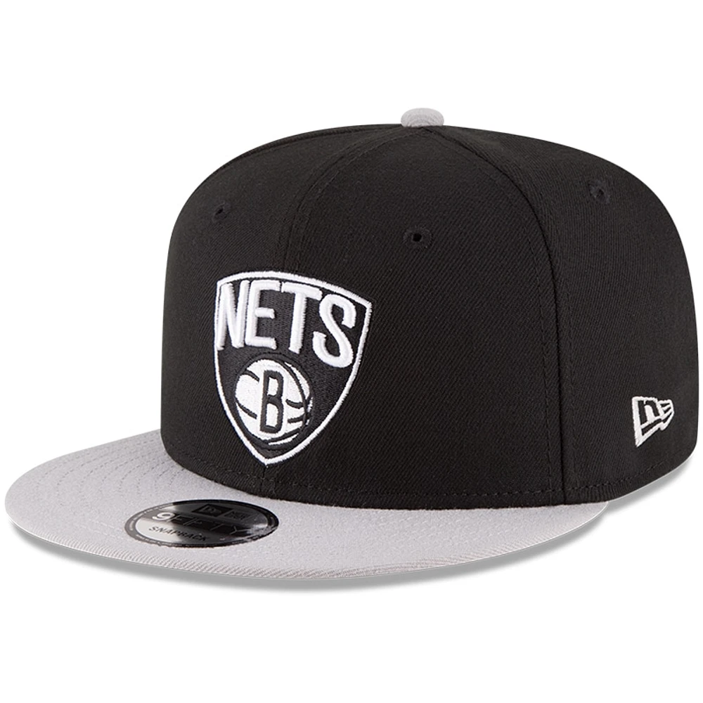 Men's New Era Black/Gray Brooklyn Nets 2-Tone 9FIFTY Adjustable Snapback Hat