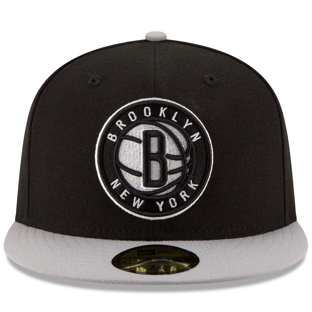 Casquette ajustée 59FIFTY 2Tone pour homme New Era Brooklyn Nets Official Team Colour Noir/Gris