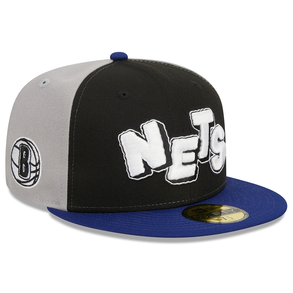 Casquette ajustée 59FIFTY New Era pour hommes, noir/bleu marine, Brooklyn Nets 2023/24 City Edition