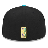 Men's New Era Black/Turquoise Brooklyn Nets Arcade Scheme 59FIFTY Fitted Hat