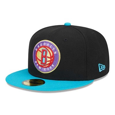 Casquette ajustée 59FIFTY Brooklyn Nets Arcade Scheme New Era pour hommes, noir/bleu sarcelle