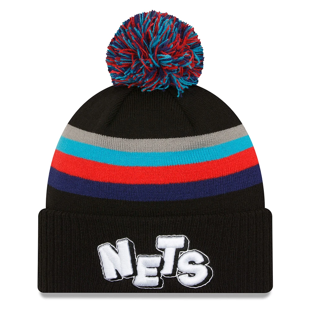 Men's New Era  Black Brooklyn Nets 2023/24 City Edition Cuffed Pom Knit Hat