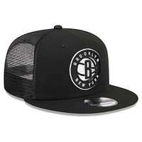 Casquette de camionneur à visière noire New Era Brooklyn Nets 9FIFTY pour homme