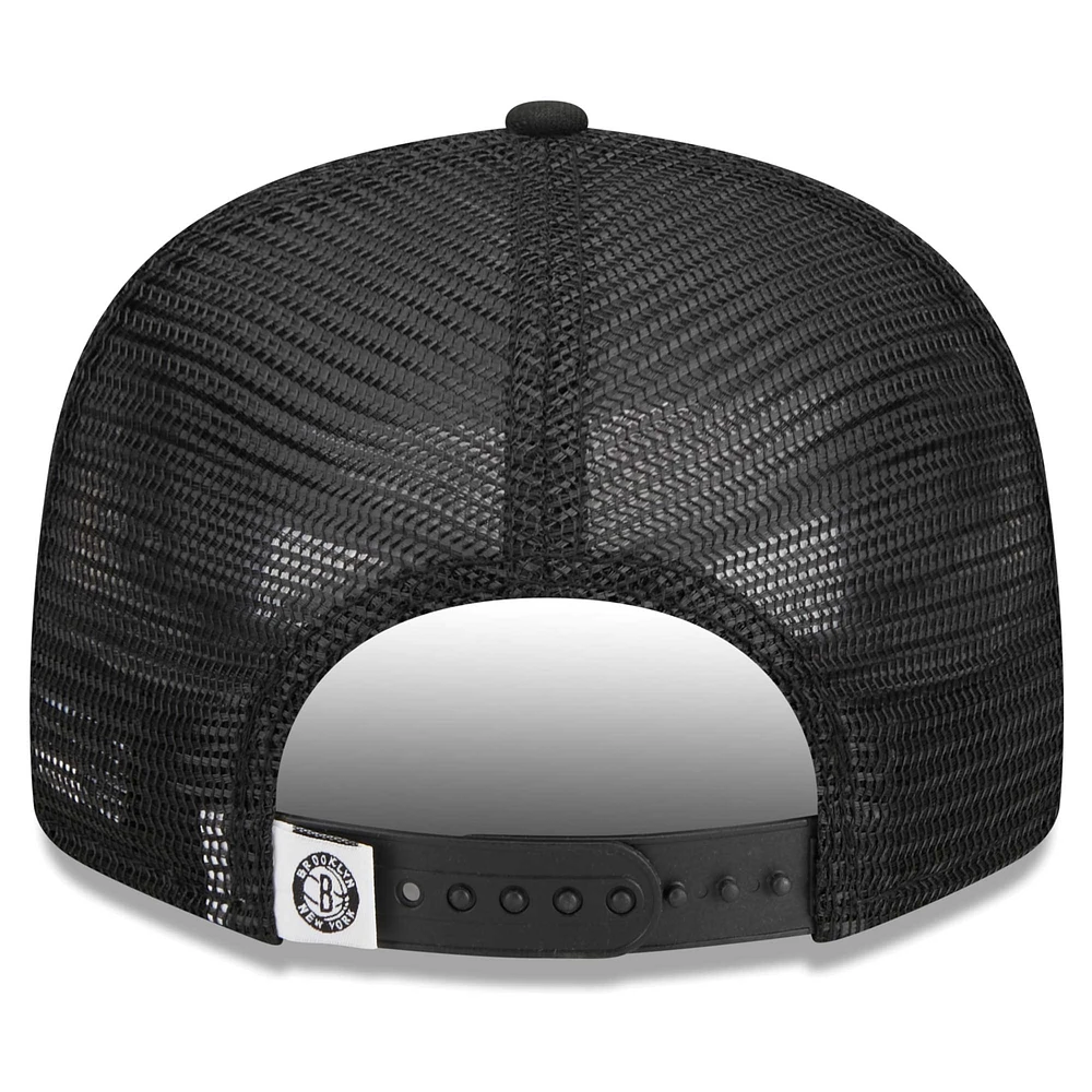 Casquette de camionneur à visière noire New Era Brooklyn Nets 9FIFTY pour homme