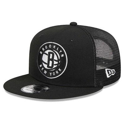 Casquette de camionneur à visière noire New Era Brooklyn Nets 9FIFTY pour homme