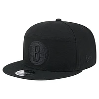 Casquette New Era noire à panneau fendu 9FIFTY pour homme, style aventure, Brooklyn Nets