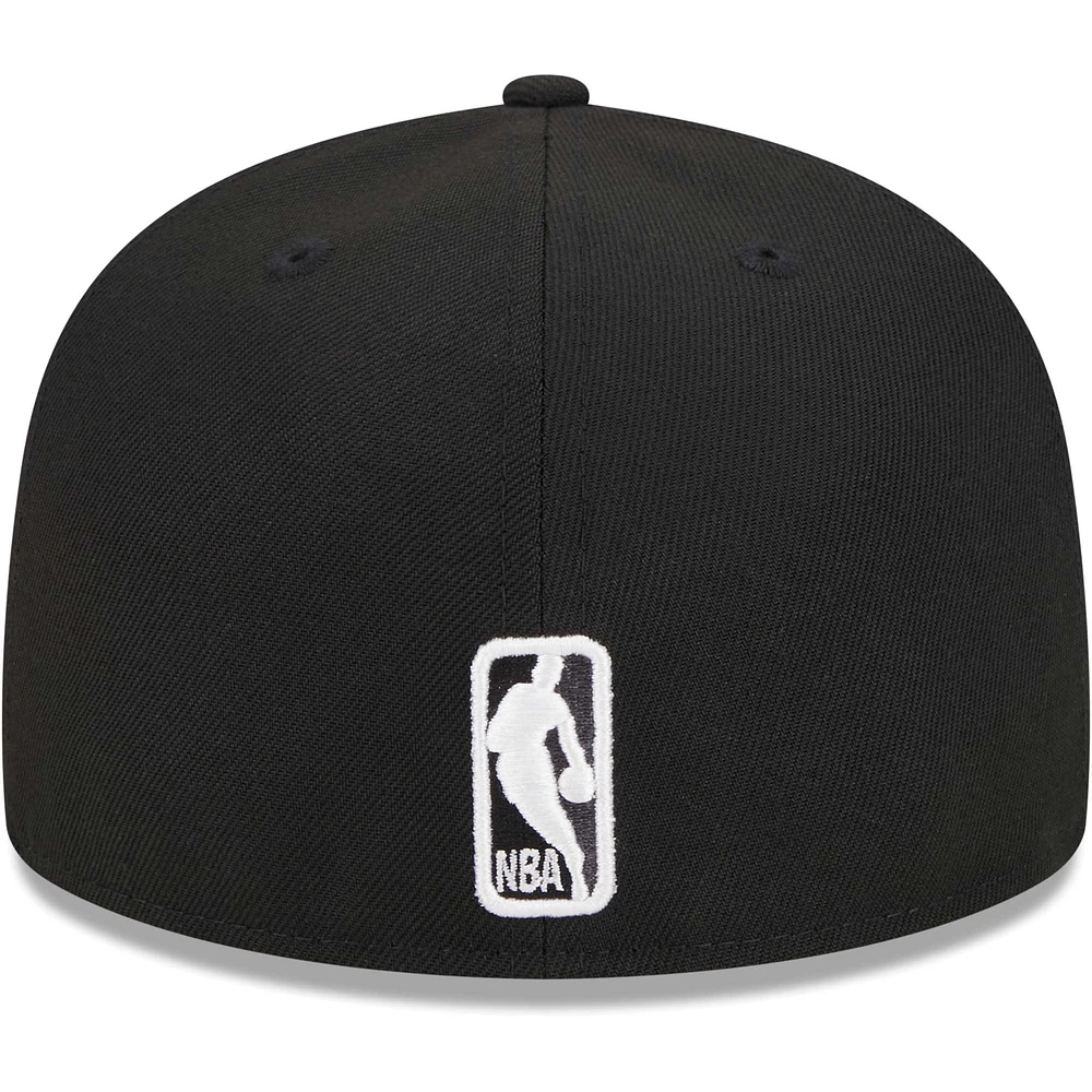 Men's New Era Black Brooklyn Nets Checkerboard UV 59FIFTY Fitted Hat