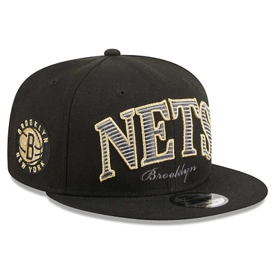 Casquette Snapback 9FIFTY Golden Tall Text New Era Brooklyn Nets pour homme noire