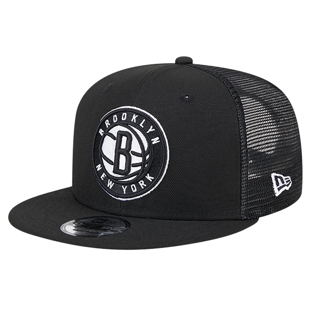 Casquette à visière noire New Era Brooklyn Nets Meshback 9FIFTY pour homme