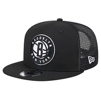 Casquette à visière noire New Era Brooklyn Nets Meshback 9FIFTY pour homme