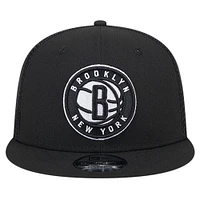 Casquette à visière noire New Era Brooklyn Nets Meshback 9FIFTY pour homme