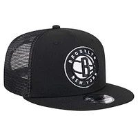 Casquette à visière noire New Era Brooklyn Nets Meshback 9FIFTY pour homme